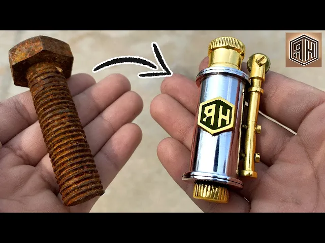 turning rusty bolt into a beautiful pocket lighter
